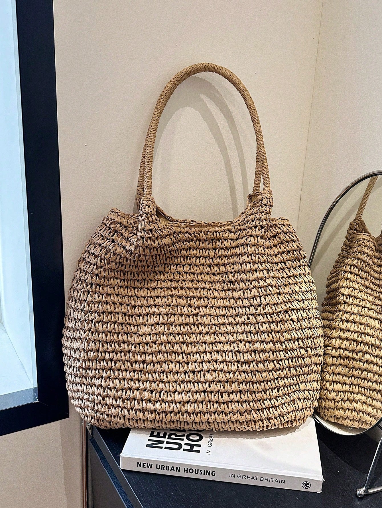 Summer Popular Straw Woven Tote Large Bag Women's New Style Beach Vacation Straw Woven Bag Large Capacity Shoulder Bag Handbag