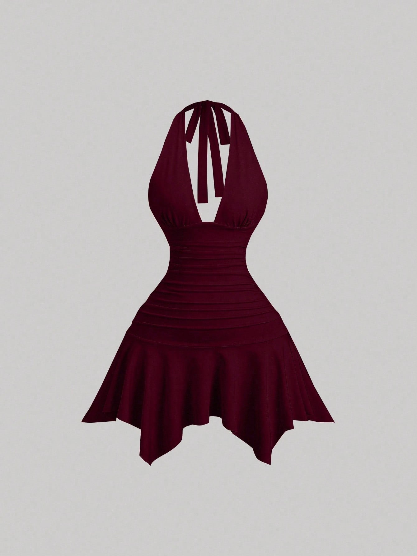 Sweetra New Asymmetric Hem Cinched Waist Elegant Commuter Daily Wear Deep V Neck Backless Mini Dress For Women, Summer