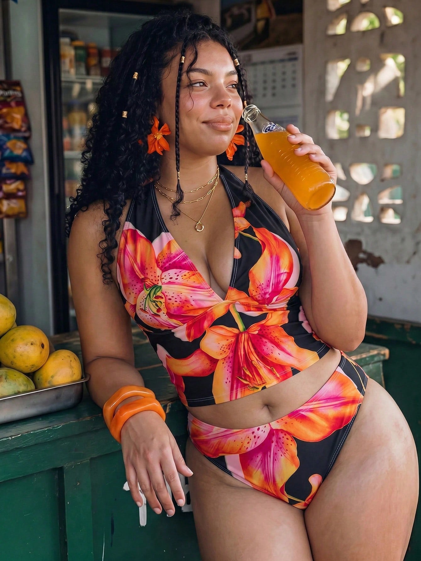 Swim Vcay 2026 New Tropical Print 2-Piece Bikini Set For Women, Casual Resort Style, Summer Vacation Outfit, Floral Bikini, Plus Size Tankini