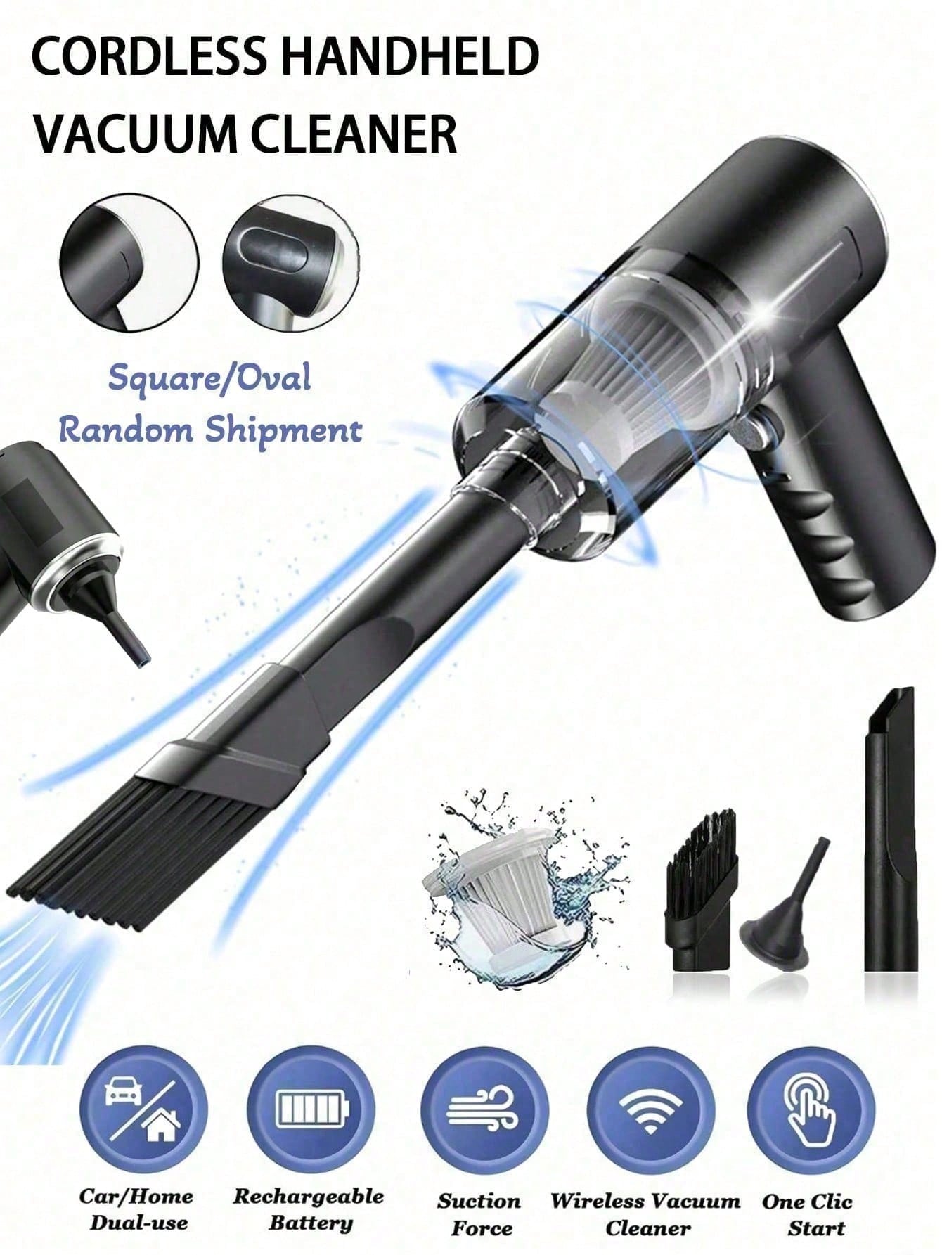 This Compact And Portable Vacuum Cleaner Features Powerful Suction, A Built-In 1800mAh Type-C Rechargeable Battery, Low-Noise Air Purification, And Comes With Multiple Nozzle Accessories, Making It Pe