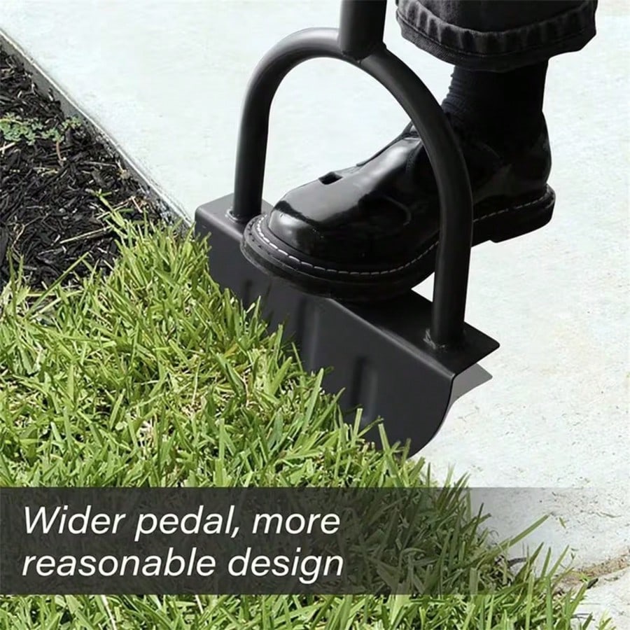 This Ergonomic Manual Lawn Edger Is A Single Piece Garden Tool Designed With A Half-Moon Saw-Tooth Shape. It Features A Long Handle, Making It Perfect For Landscaping Along Sidewalks, Driveways, And F