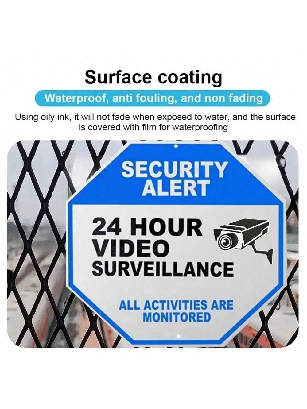 Warning Sign- Security Camera Sign, Reflective Safety Sign, No Trespassing Sign, CCTV Surveillance Sign, Outdoor Home Security Camera Sign