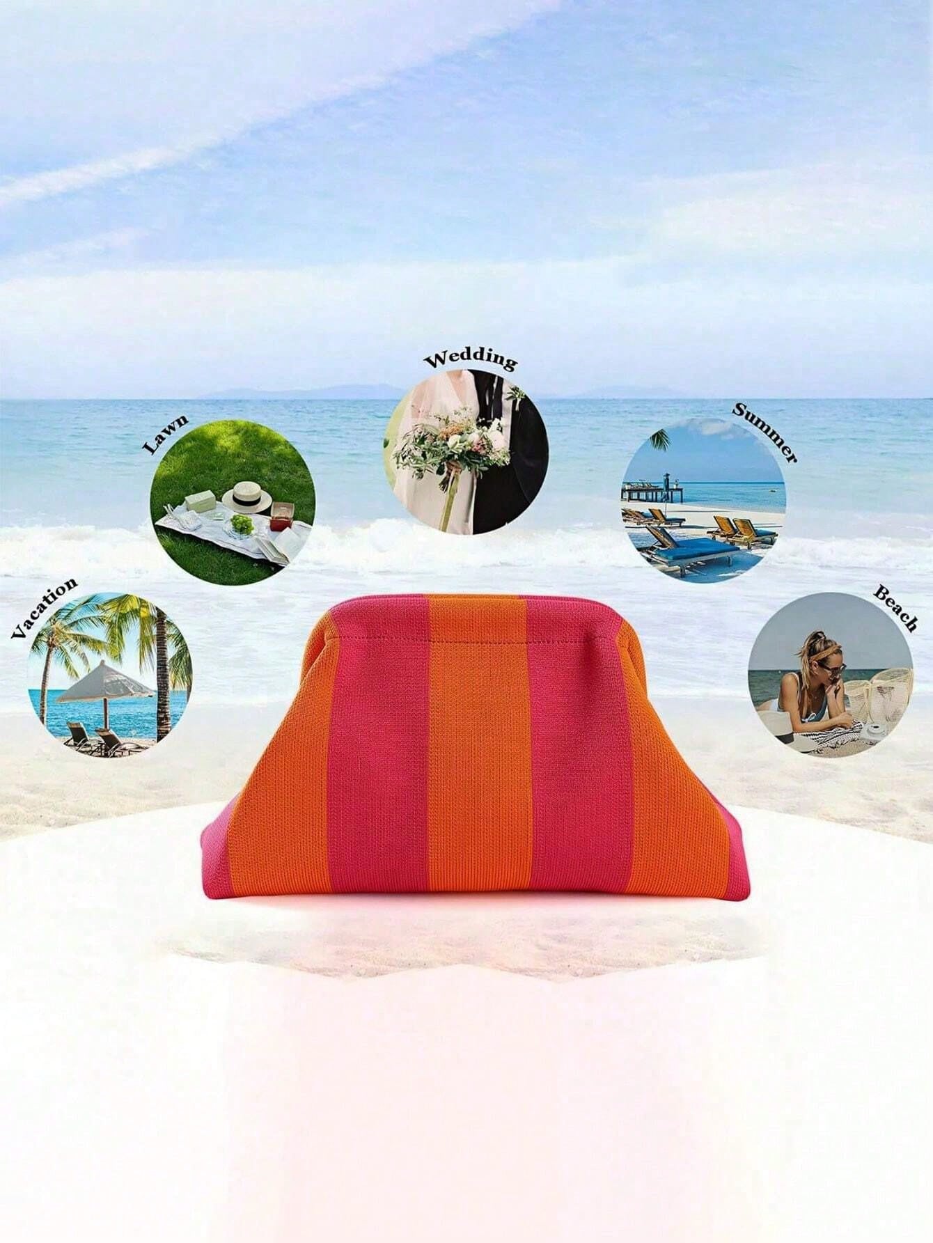 Women's Cloud Pattern Striped Handbag Lightweight & Foldable For Daily Work Makeup Party Vacation