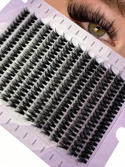 0.05mm Fine False Eyelashes, Hot Melt Cluster Eyelashes, 9-16mm Mixed Length Faux Mink Hair Eyelash Extensions, 3D Russian Dense Single Cluster False Eyelashes, Makeup Black Eyelashes, Purple Box