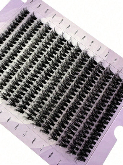 0.05mm Fine False Eyelashes, Hot Melt Cluster Eyelashes, 9-16mm Mixed Length Faux Mink Hair Eyelash Extensions, 3D Russian Dense Single Cluster False Eyelashes, Makeup Black Eyelashes, Purple Box