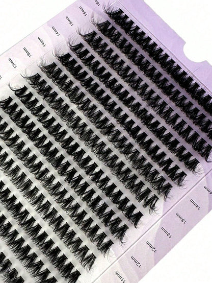 0.05mm Fine False Eyelashes, Hot Melt Cluster Eyelashes, 9-16mm Mixed Length Faux Mink Hair Eyelash Extensions, 3D Russian Dense Single Cluster False Eyelashes, Makeup Black Eyelashes, Purple Box