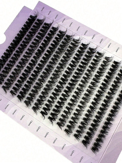 0.05mm Fine False Eyelashes, Hot Melt Cluster Eyelashes, 9-16mm Mixed Length Faux Mink Hair Eyelash Extensions, 3D Russian Dense Single Cluster False Eyelashes, Makeup Black Eyelashes, Purple Box