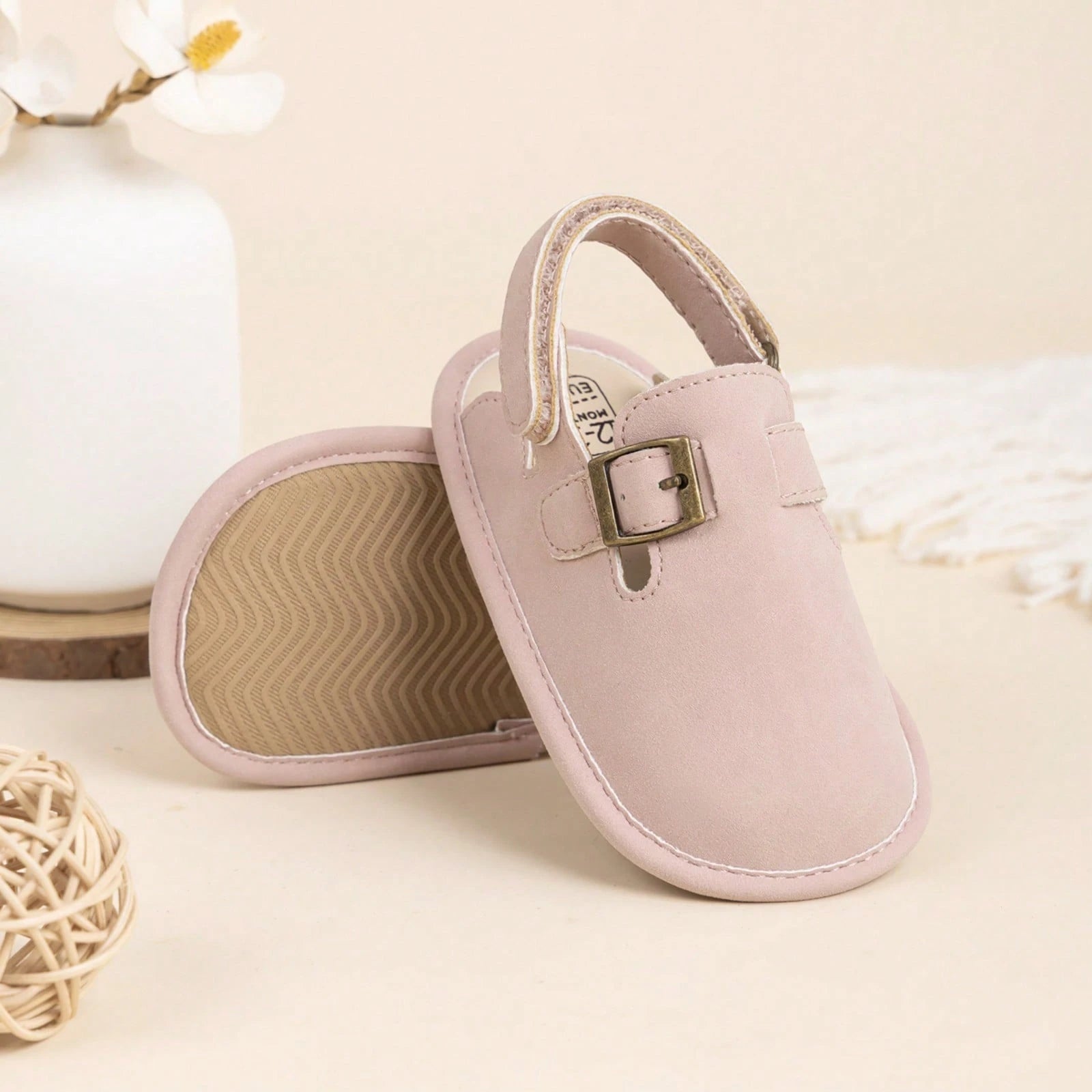 0-18 Months Baby Toddler Walking Slippers Sandals Shoes- Soft Sole Non-Slip First Walkers With Adjustable Buckle Strap Breathable Summer Crib Shoes