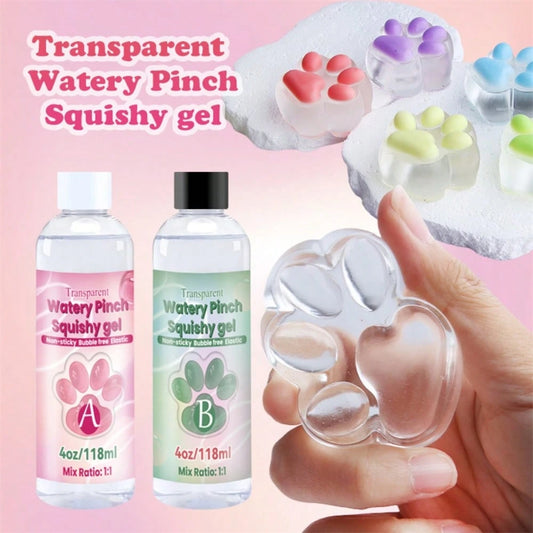 1:1 AB Soft Gel Resin, Flexible Liquid, Silicone Material, Suitable For DIY Stress Relief, Gift Squeezing, Transparent Jelly-Like Putty, Casting Machines, Etc.
