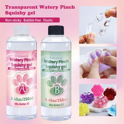 1:1 AB Soft Gel Resin, Flexible Liquid, Silicone Material, Suitable For DIY Stress Relief, Gift Squeezing, Transparent Jelly-Like Putty, Casting Machines, Etc.