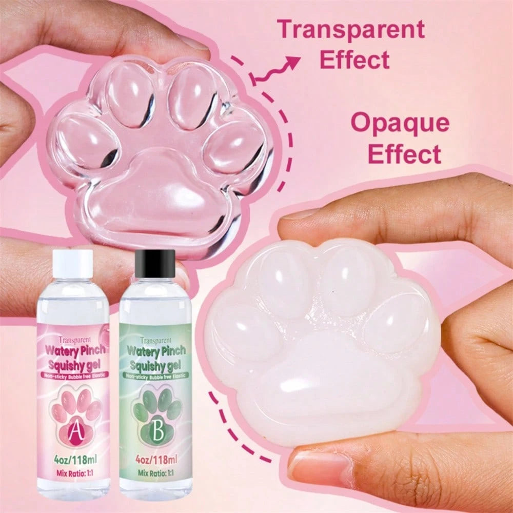 1:1 AB Soft Gel Resin, Flexible Liquid, Silicone Material, Suitable For DIY Stress Relief, Gift Squeezing, Transparent Jelly-Like Putty, Casting Machines, Etc.