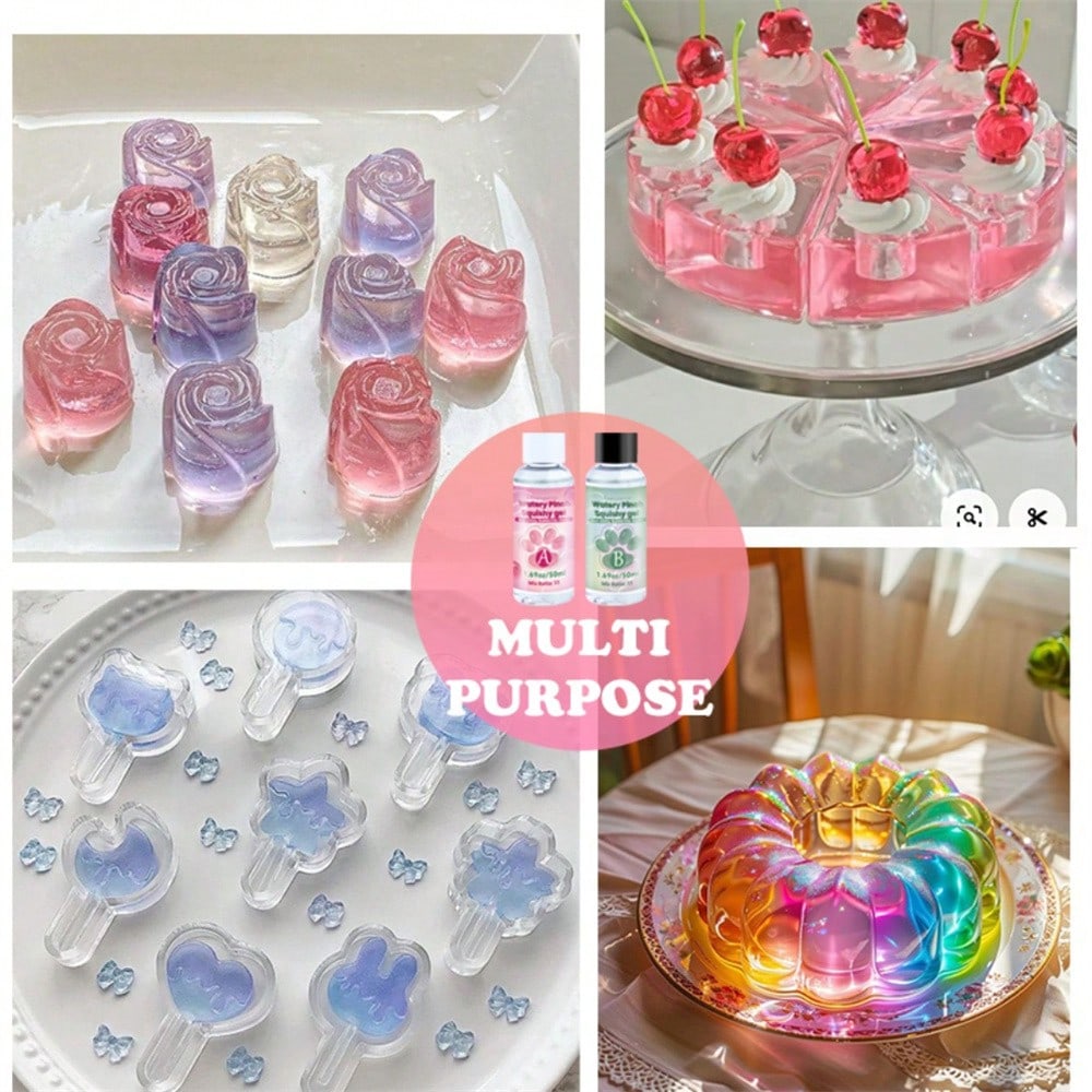 1:1 AB Soft Gel Resin, Flexible Liquid, Silicone Material, Suitable For DIY Stress Relief, Gift Squeezing, Transparent Jelly-Like Putty, Casting Machines, Etc.