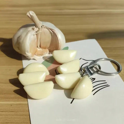 1:1 Realistic Garlic Diced Keychain, Funny & Quirky Garlic Pendant, Women's Bag Charm Accessory, Realistic Food Model, Car Key Chain, Creative DIY Handmade Accessory For Students And Couples