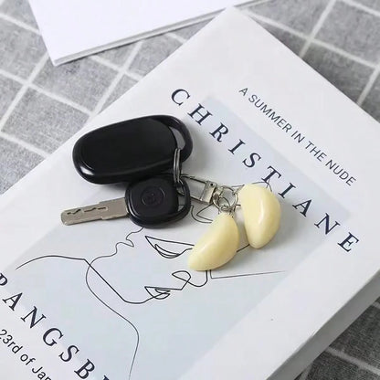 1:1 Realistic Garlic Diced Keychain, Funny & Quirky Garlic Pendant, Women's Bag Charm Accessory, Realistic Food Model, Car Key Chain, Creative DIY Handmade Accessory For Students And Couples