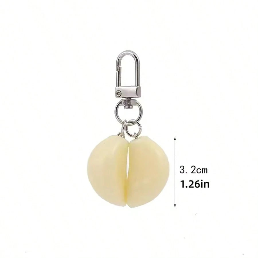 1:1 Realistic Garlic Diced Keychain, Funny & Quirky Garlic Pendant, Women's Bag Charm Accessory, Realistic Food Model, Car Key Chain, Creative DIY Handmade Accessory For Students And Couples