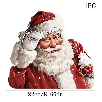 1/2/3PCS Durable Washable Heat Transfer Iron-On Patch, Wink Christmas Santa Christmas Outfit White Gloves Snowflake Vintage Realistic Pattern Heat Transfer, Vinyl Print, Heat Transfer Sticker, Iron-On