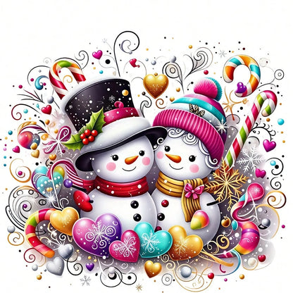 1/2/3PCS Durable Washable Heat Transfer Prints, Couple Snowman Hat Knit Scarf Candy Cane Colorful Heart Holly Snowflake Curly Pattern Colorful Dreamy Watercolor Romantic Christmas Pattern Heat Transfe