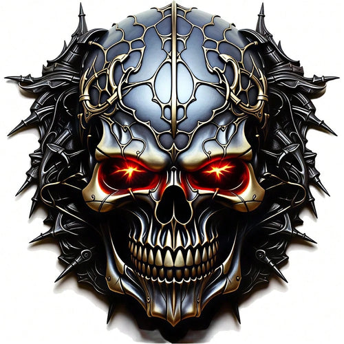 1/2/3PCS Durable Washable Heat Transfer Vinyl, Dark Metal Thorn Red Eye Glowing Skull Pattern, Heat Transfer Sticker, Iron-On Transfer Sticker Decal- Suitable For Pillows, DIY, Backpacks, T-Shirts, C