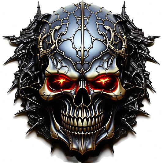 1/2/3PCS Durable Washable Heat Transfer Vinyl, Dark Metal Thorn Red Eye Glowing Skull Pattern, Heat Transfer Sticker, Iron-On Transfer Sticker Decal- Suitable For Pillows, DIY, Backpacks, T-Shirts, C