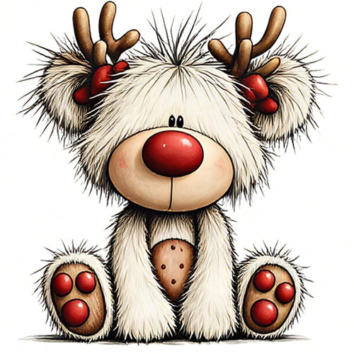 1/2/3PCS Durable Washable Heat Transfer Vinyl, Fluffy White Fur Red Nose Cartoon Reindeer Red Polka Dot Paw Print Christmas Cute Pattern, Heat Transfer Sticker, Iron-On Transfer Sticker Decal- Suitab