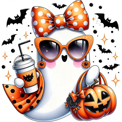 1/2/3PCS Durable Washable Heat Transfer Vinyl, Halloween Cool Ghost Polka Dot Bow Fashion Glasses Pumpkin Bat Drink Pattern Mixed Color Heat Transfer, Vinyl Print, Heat Transfer Sticker, Iron-On Trans