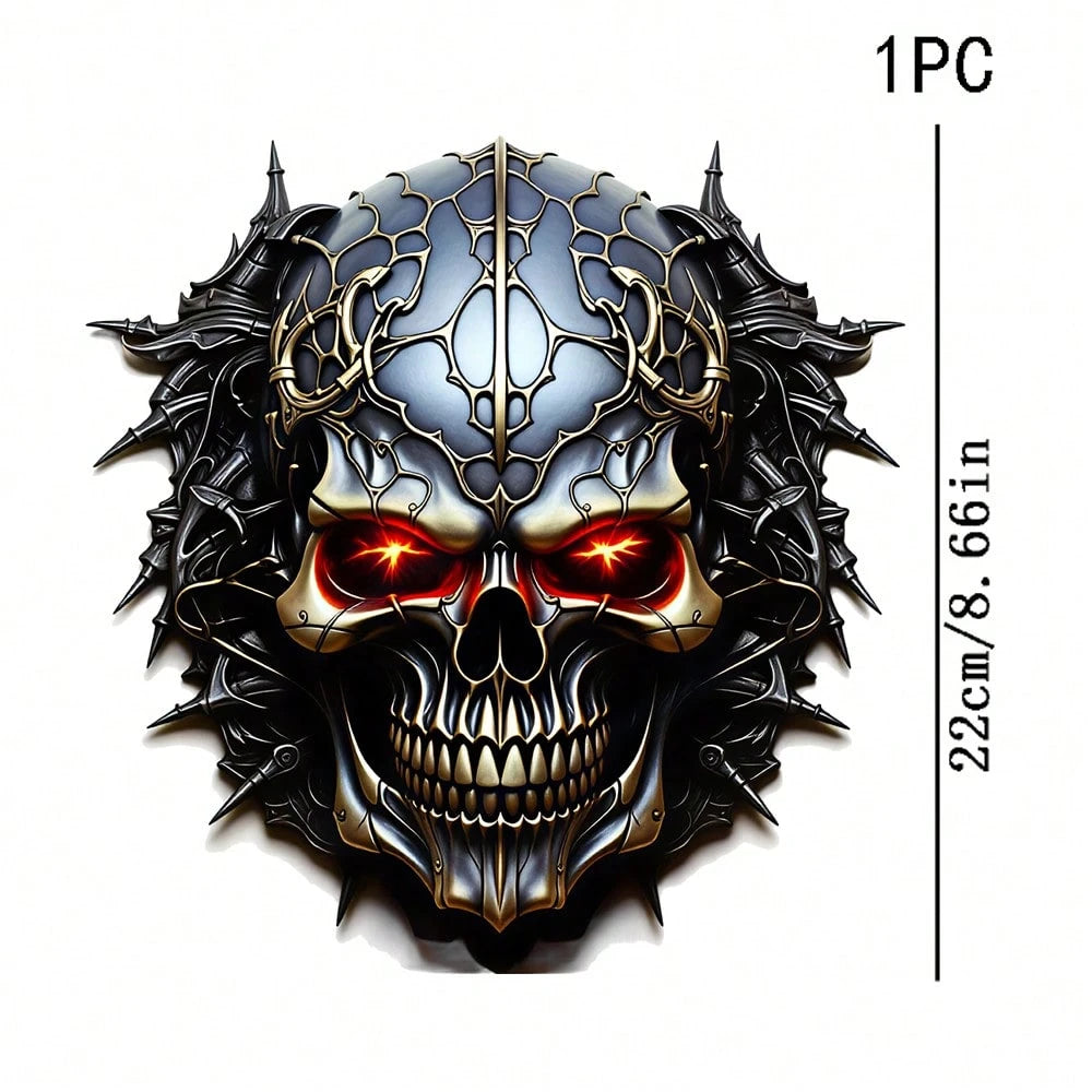 1/2/3PCS Durable Washable Heat Transfer Vinyl, Dark Metal Thorn Red Eye Glowing Skull Pattern, Heat Transfer Sticker, Iron-On Transfer Sticker Decal- Suitable For Pillows, DIY, Backpacks, T-Shirts, C