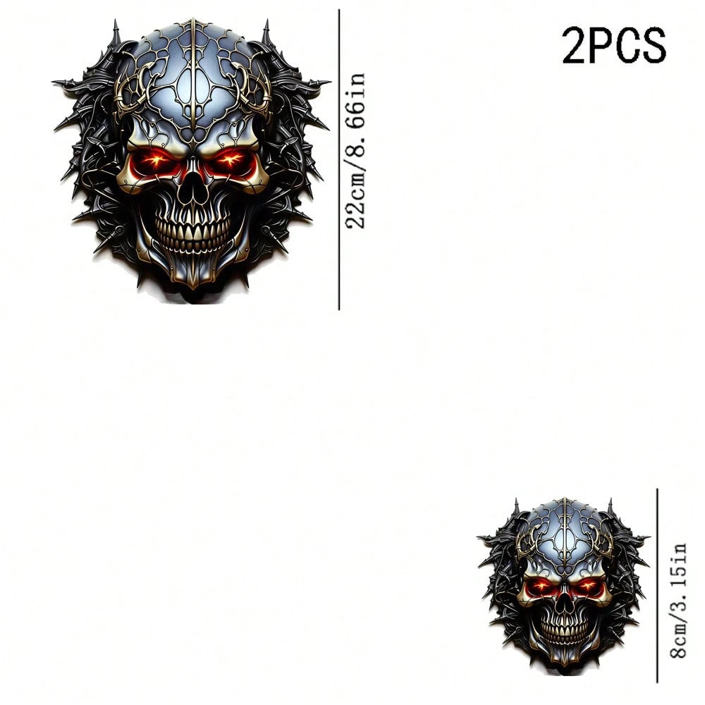 1/2/3PCS Durable Washable Heat Transfer Vinyl, Dark Metal Thorn Red Eye Glowing Skull Pattern, Heat Transfer Sticker, Iron-On Transfer Sticker Decal- Suitable For Pillows, DIY, Backpacks, T-Shirts, C