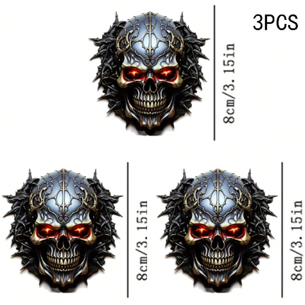 1/2/3PCS Durable Washable Heat Transfer Vinyl, Dark Metal Thorn Red Eye Glowing Skull Pattern, Heat Transfer Sticker, Iron-On Transfer Sticker Decal- Suitable For Pillows, DIY, Backpacks, T-Shirts, C
