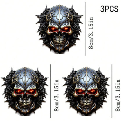 1/2/3PCS Durable Washable Heat Transfer Vinyl, Dark Metal Thorn Red Eye Glowing Skull Pattern, Heat Transfer Sticker, Iron-On Transfer Sticker Decal- Suitable For Pillows, DIY, Backpacks, T-Shirts, C