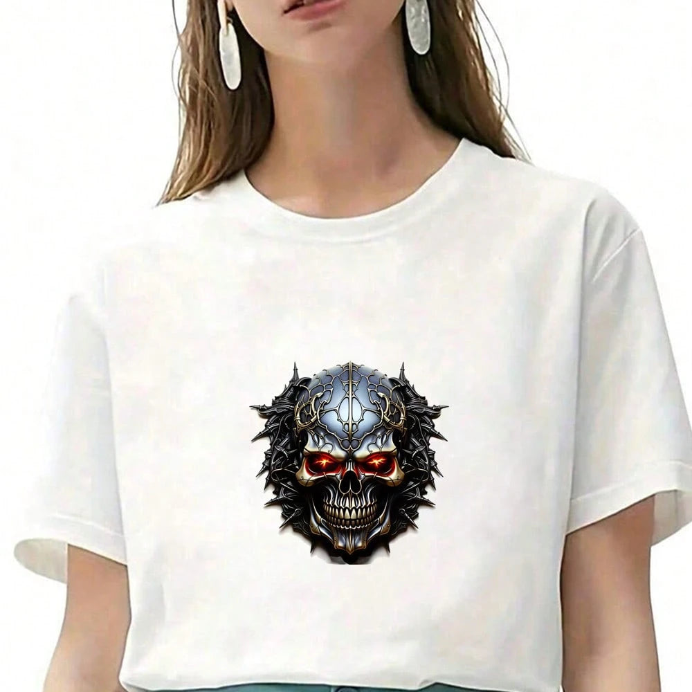 1/2/3PCS Durable Washable Heat Transfer Vinyl, Dark Metal Thorn Red Eye Glowing Skull Pattern, Heat Transfer Sticker, Iron-On Transfer Sticker Decal- Suitable For Pillows, DIY, Backpacks, T-Shirts, C