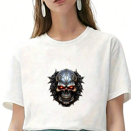 1/2/3PCS Durable Washable Heat Transfer Vinyl, Dark Metal Thorn Red Eye Glowing Skull Pattern, Heat Transfer Sticker, Iron-On Transfer Sticker Decal- Suitable For Pillows, DIY, Backpacks, T-Shirts, C