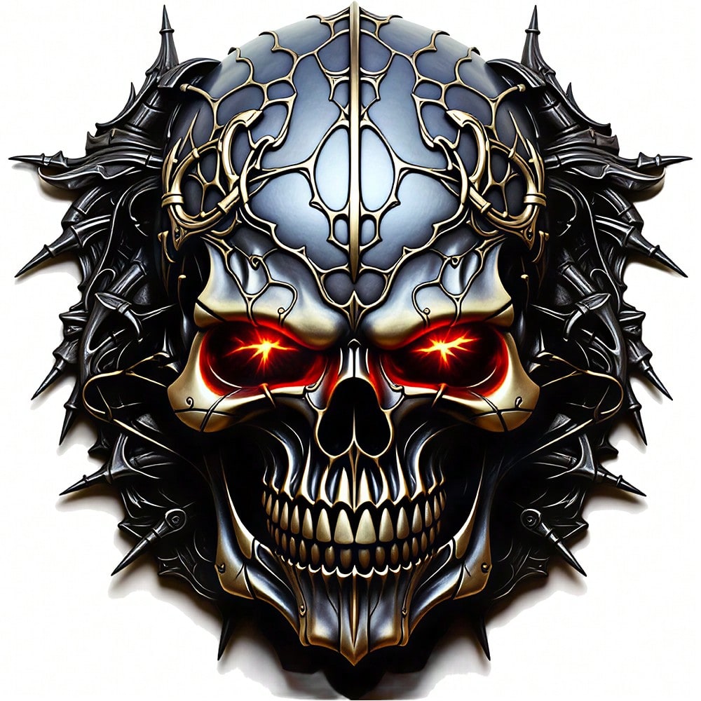 1/2/3PCS Durable Washable Heat Transfer Vinyl, Dark Metal Thorn Red Eye Glowing Skull Pattern, Heat Transfer Sticker, Iron-On Transfer Sticker Decal- Suitable For Pillows, DIY, Backpacks, T-Shirts, C