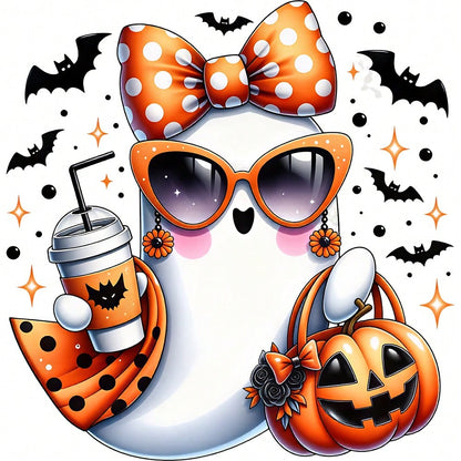 1/2/3PCS Durable Washable Heat Transfer Vinyl, Halloween Cool Ghost Polka Dot Bow Fashion Glasses Pumpkin Bat Drink Pattern Mixed Color Heat Transfer, Vinyl Print, Heat Transfer Sticker, Iron-On Trans