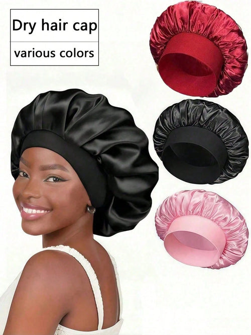 1/2/3pcs Shower Cap, Satin Cap, Hair Net Cap, Suitable For Hair Care, Home Bathroom, Skincare, Face Washing, Sleeping, Home Hair Drying And Hair Cleaning; Bathroom, Bathroom Accessories, Beach Supplie