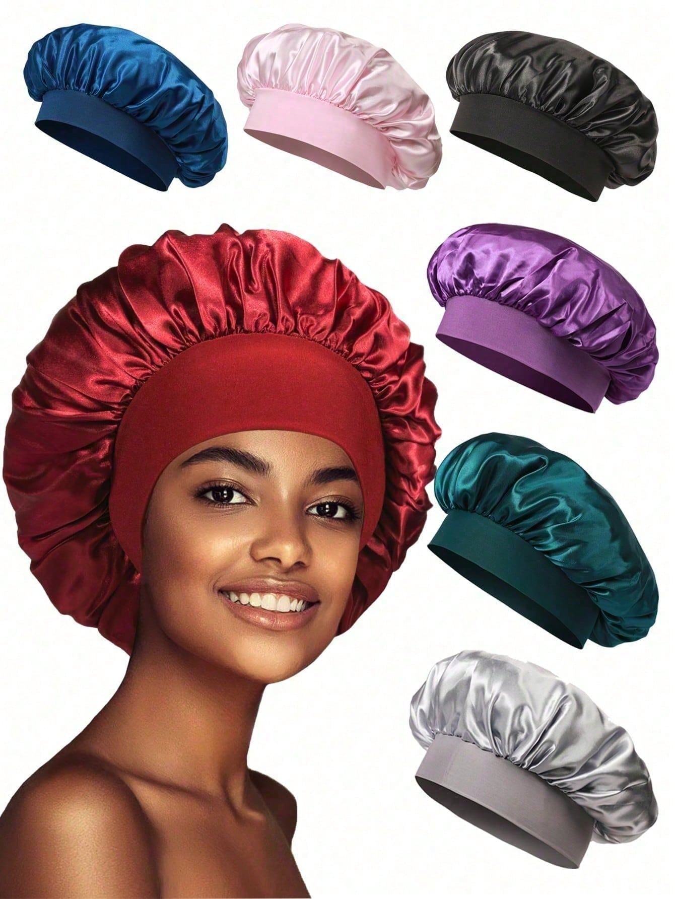 1/2/3pcs Shower Cap, Satin Cap, Hair Net Cap, Suitable For Hair Care, Home Bathroom, Skincare, Face Washing, Sleeping, Home Hair Drying And Hair Cleaning; Bathroom, Bathroom Accessories, Beach Supplie
