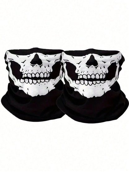 1/2/3pcs Unisex Skull Funny Face Mask Balaclava Hat, Suitable For Daily Cycling, Party, Outdoor Activities