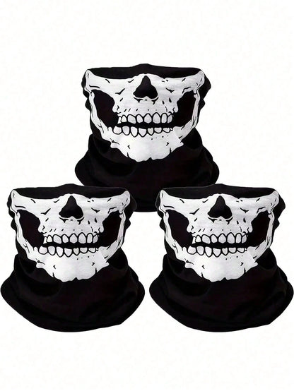 1/2/3pcs Unisex Skull Funny Face Mask Balaclava Hat, Suitable For Daily Cycling, Party, Outdoor Activities