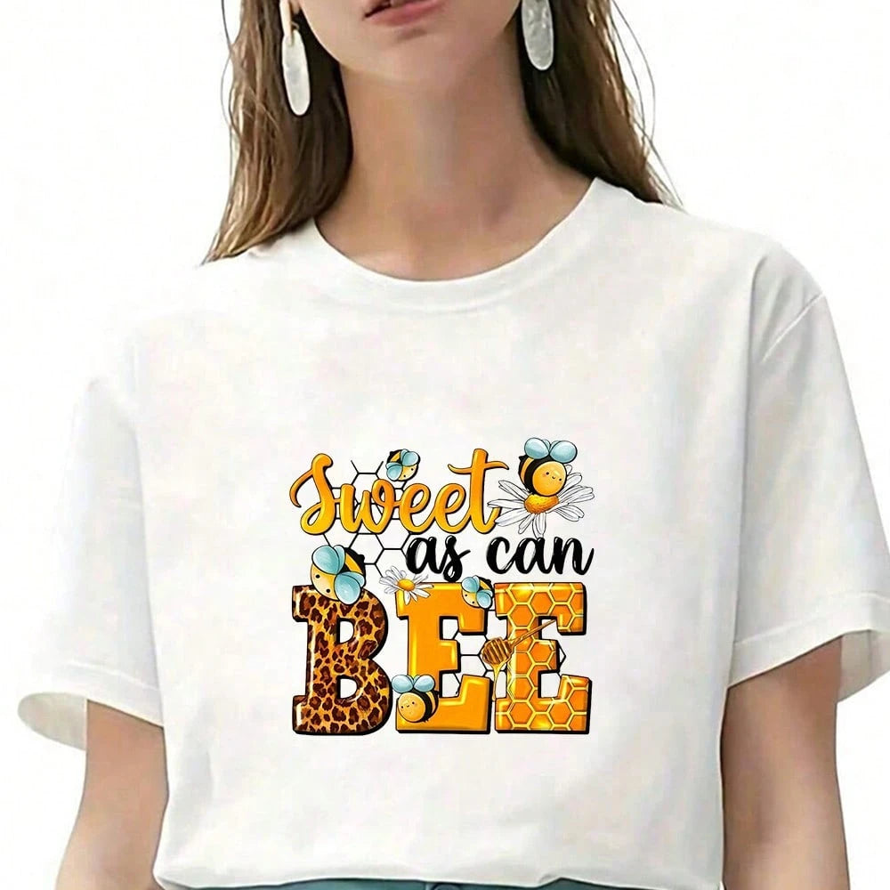 1/2/3PCS Water-Washable Heat Transfer Prints, Lettering Paired With Leopard Print & Honeycomb Texture, Surrounded By Cartoon Little Bees, Daisies & Honey Dippers, Featuring Punny English Slogans, Warm