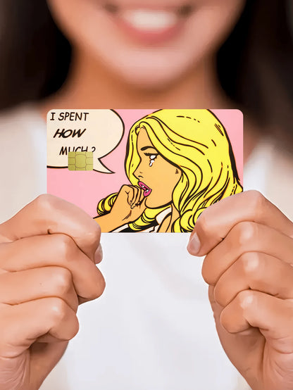 1/2/4/5/10pcs Cartoon Crying Girl Credit Card Stickers, Personalized Blonde Girl Decorative Stickers, PVC Anti-Fingerprint Privacy Protection Anti-Scratch, Suitable For Transit Cards, Bank Cards, Camp