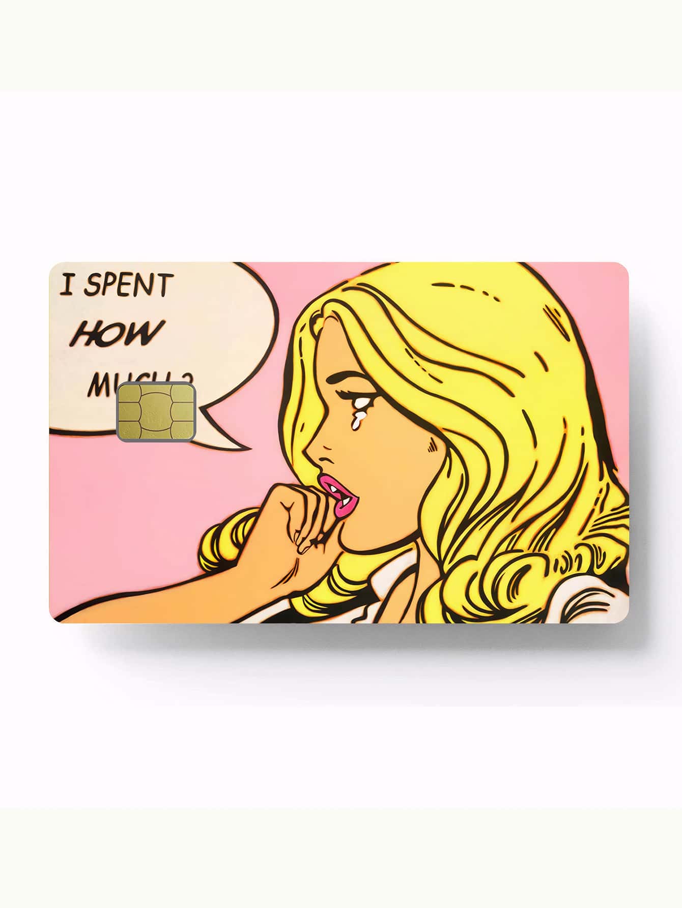 1/2/4/5/10pcs Cartoon Crying Girl Credit Card Stickers, Personalized Blonde Girl Decorative Stickers, PVC Anti-Fingerprint Privacy Protection Anti-Scratch, Suitable For Transit Cards, Bank Cards, Camp