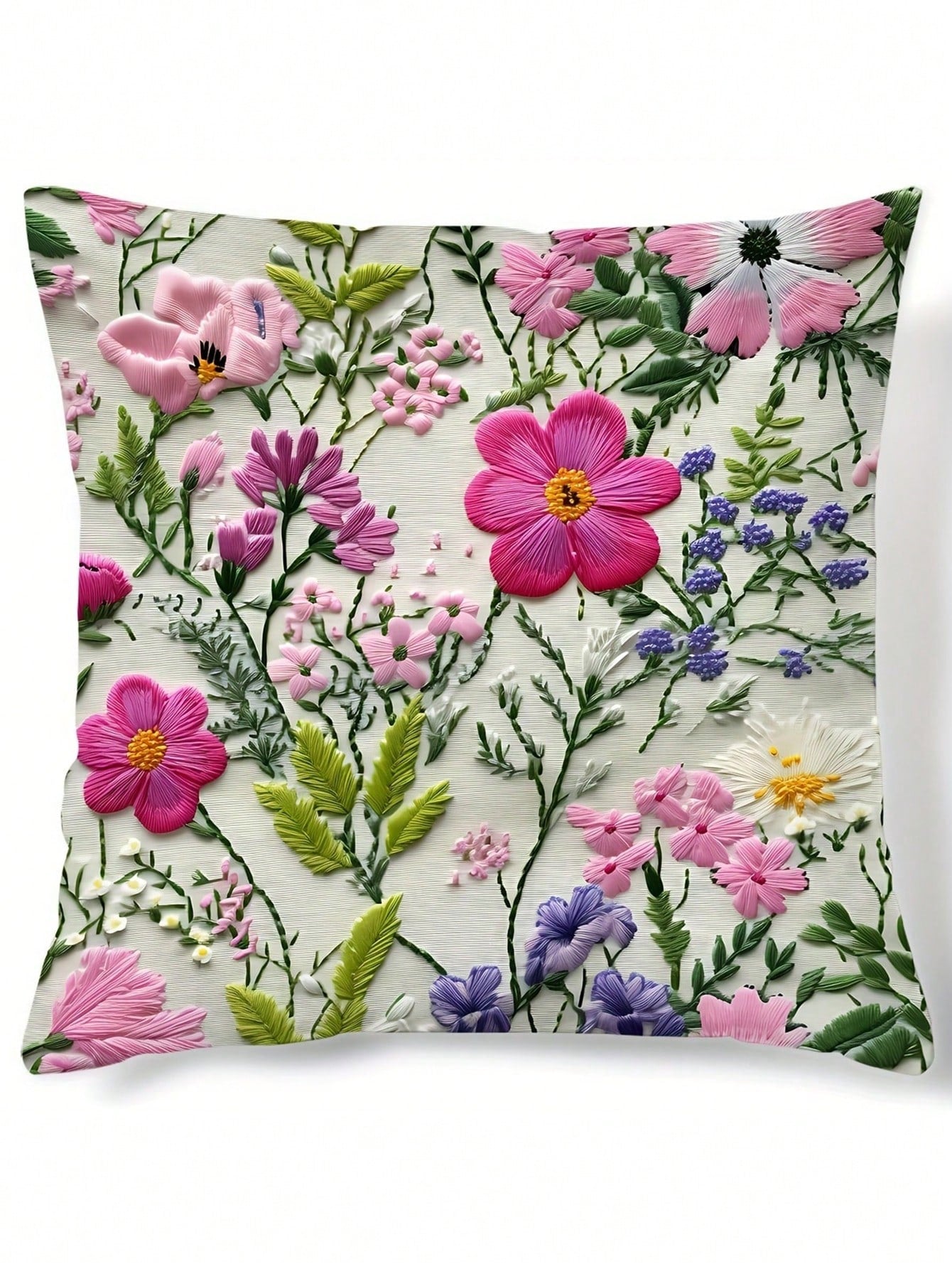 1/2/4 Pcs Modern Floral Throw Pillow Covers, Polyester Fabric, Hand Wash, Zipper Closure, 2D Flat Printing, 17.7" X 17.7"- Digital Printed Plant Leaves And Flowers, Suitable For Sofa, Living Room, Be