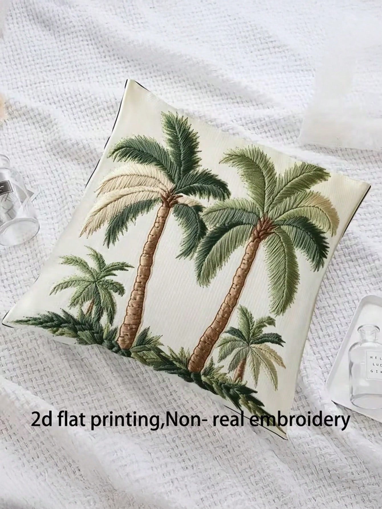 1/2/4pcs Green Coconut Tree Pattern Pillowcase, Adopting Nordic Style High-End Digital Printing Technique, Suitable For Hotel And Guest Room Decoration