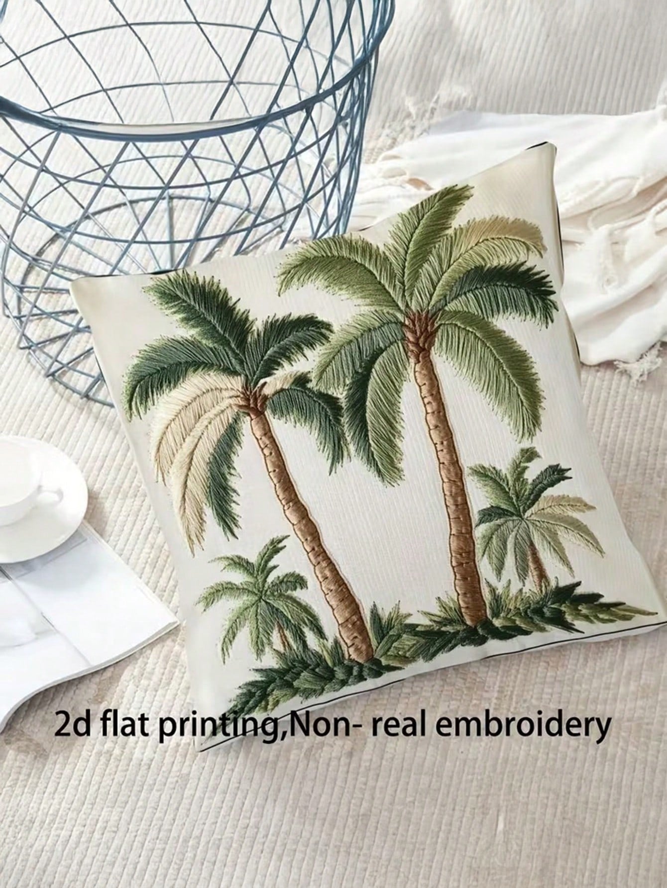 1/2/4pcs Green Coconut Tree Pattern Pillowcase, Adopting Nordic Style High-End Digital Printing Technique, Suitable For Hotel And Guest Room Decoration