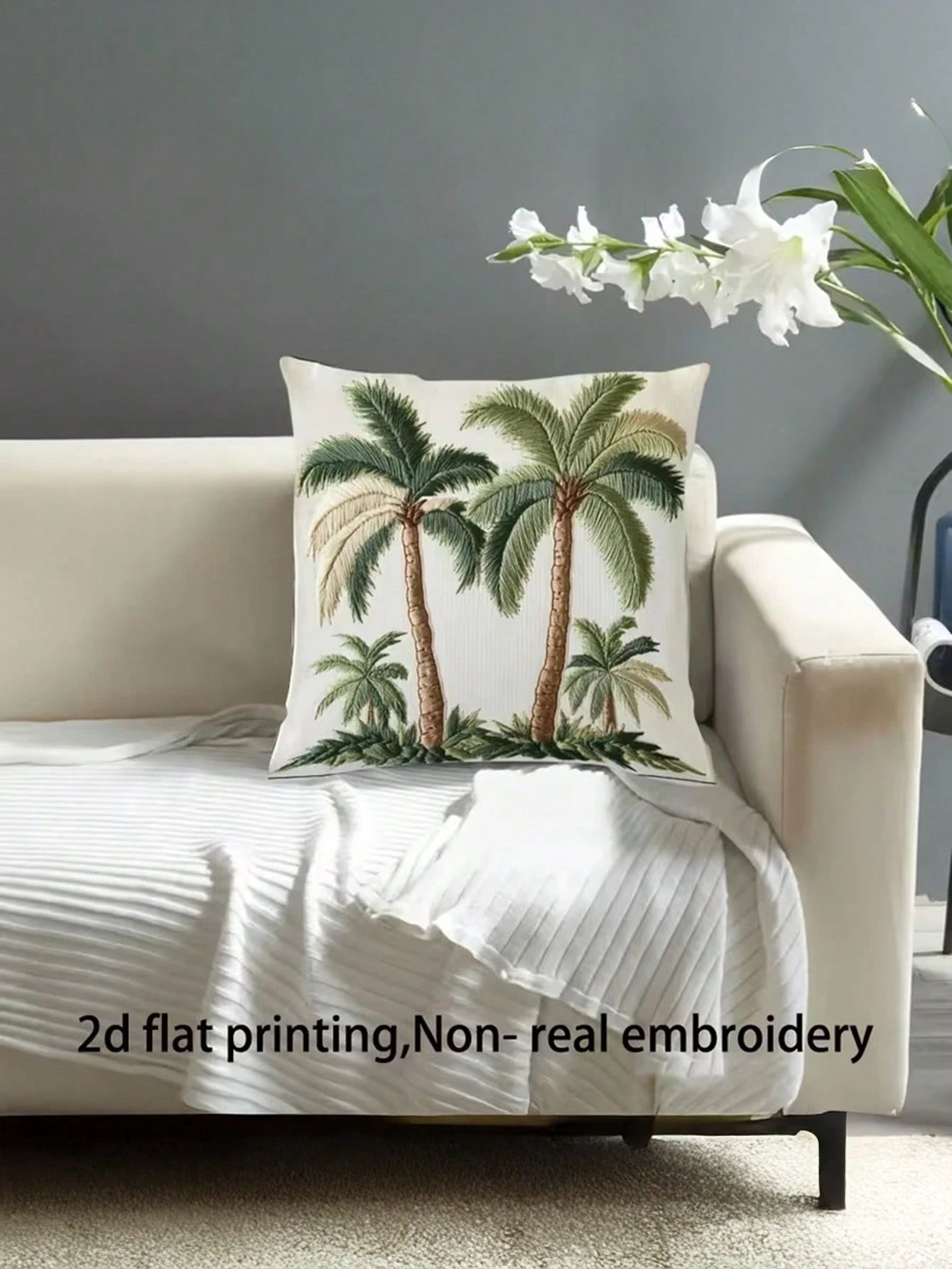 1/2/4pcs Green Coconut Tree Pattern Pillowcase, Adopting Nordic Style High-End Digital Printing Technique, Suitable For Hotel And Guest Room Decoration