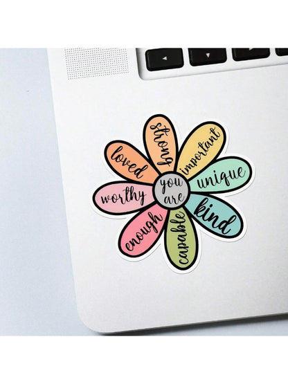 1/2/5pcs Inspirational Floral Stickers| Fun And Personalized Vinyl Stickers For Planners, Journals And Laptops| Cute And Positive Design For Meditation Enthusiasts, Wellness Gurus And Book Lovers