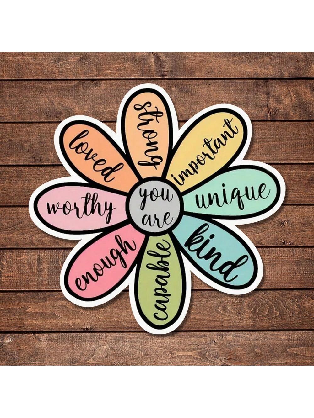 1/2/5pcs Inspirational Floral Stickers| Fun And Personalized Vinyl Stickers For Planners, Journals And Laptops| Cute And Positive Design For Meditation Enthusiasts, Wellness Gurus And Book Lovers