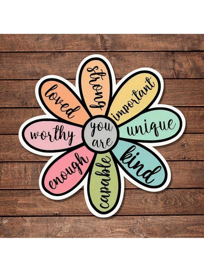 1/2/5pcs Inspirational Floral Stickers| Fun And Personalized Vinyl Stickers For Planners, Journals And Laptops| Cute And Positive Design For Meditation Enthusiasts, Wellness Gurus And Book Lovers