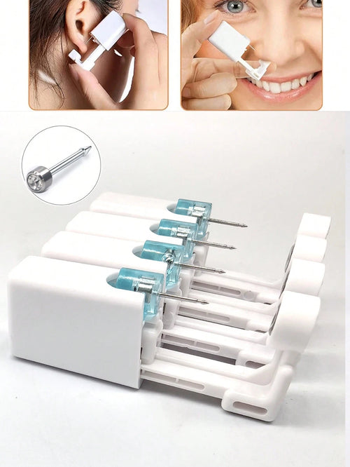 1-24pcs Disposable Sterile Ear Piercing Kit, Cartilage Tragus Helix Piercing Gun No Pain Piercer Tool Machine Set Stud Jewelr
