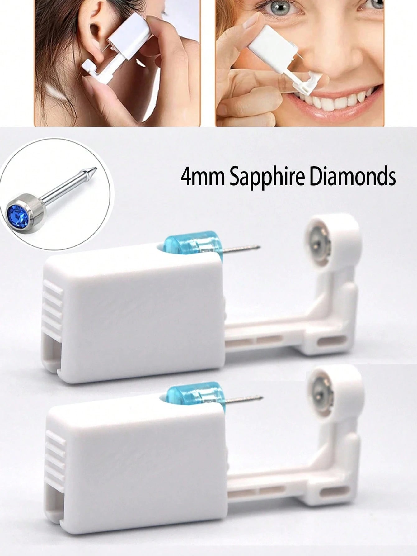 1-24pcs Disposable Sterile Ear Piercing Kit, Cartilage Tragus Helix Piercing Gun No Pain Piercer Tool Machine Set Stud Jewelr