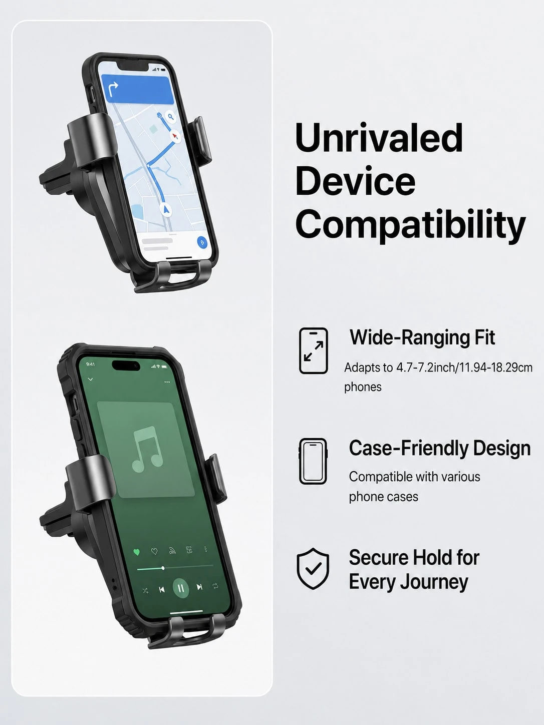 1/2pcs Car Navigation Phone Holder, Anti Shake Gravity Phone Holder For Car Air Vents, Car Interior Decoration, Car Accessories